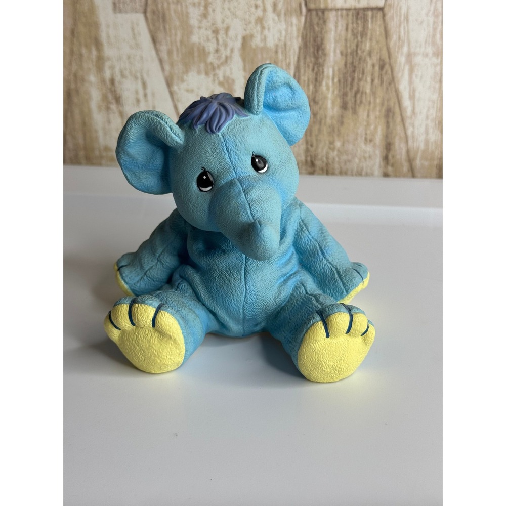 Precious Moments Elephant Coin Bank Blue Yellow 1998‎ Enesco Figurine